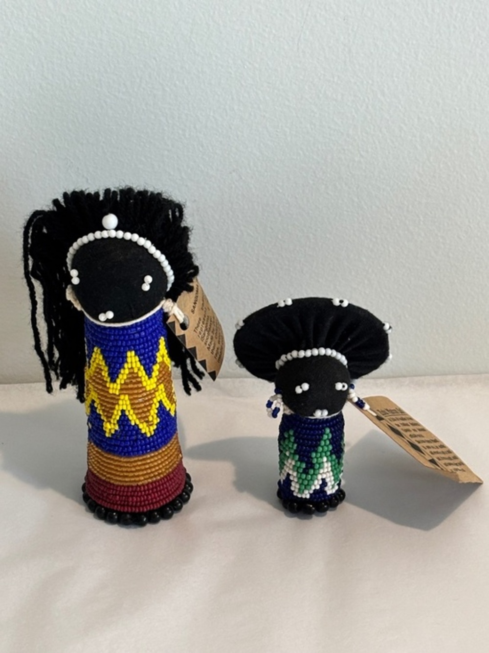 Vintage beaded South African collectible dolls SET OF TWO Sangoma & Zulu matron